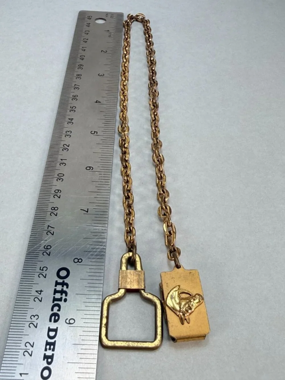 Vintage Rare Horse Head Folding Watch Fob Pocket Watch Chain GoldTone Equestrian